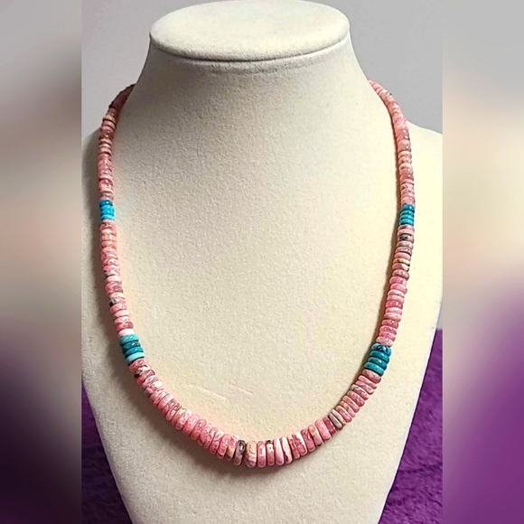 RARE Pink Rhodochrosite Turquoise Jay King Graduated Rondelle 18